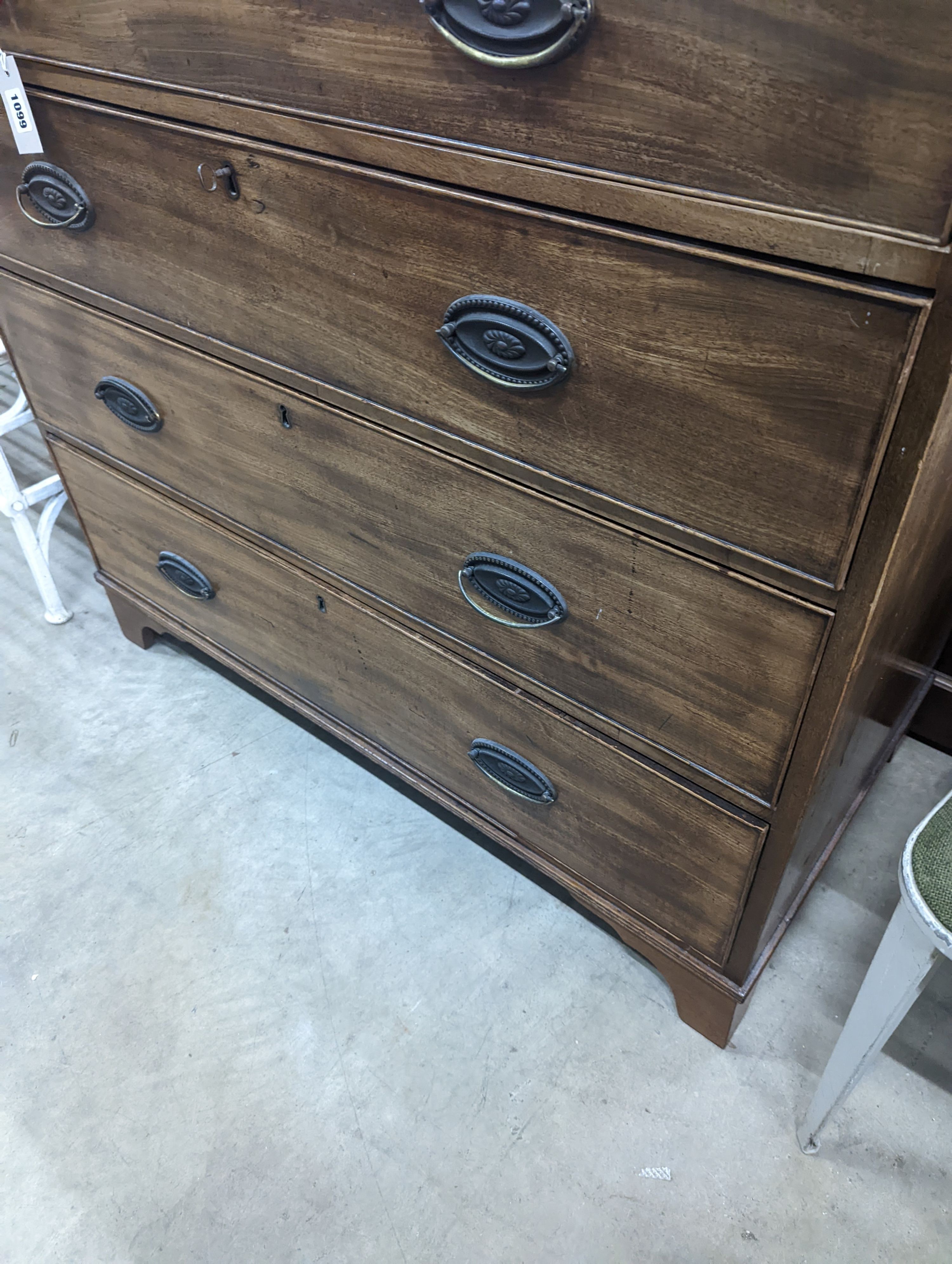 A George IV four drawer mahogany chest, width 107cm, depth 53cm, height 100cm